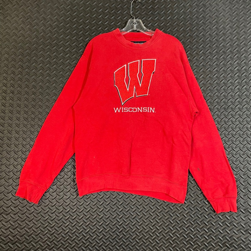 Vintage JanSport Wisconsin Badgers‎ Crewneck Sweatshirt Red College Medium